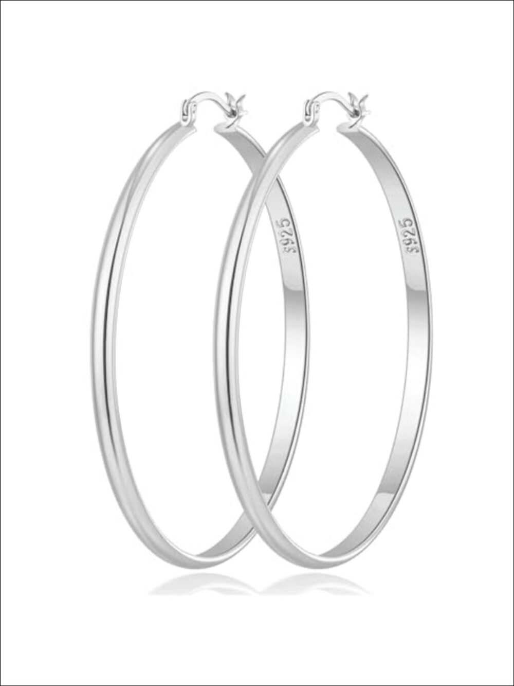 3mm Wide 925 Sterling Silver Post Hoop Earrings Lightweight Hypoallergenic